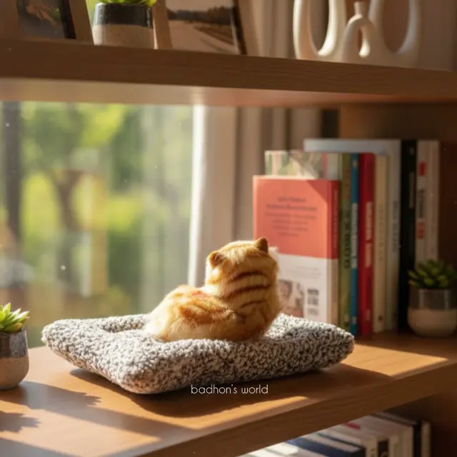 Golden Snow Sitting Cat Plush